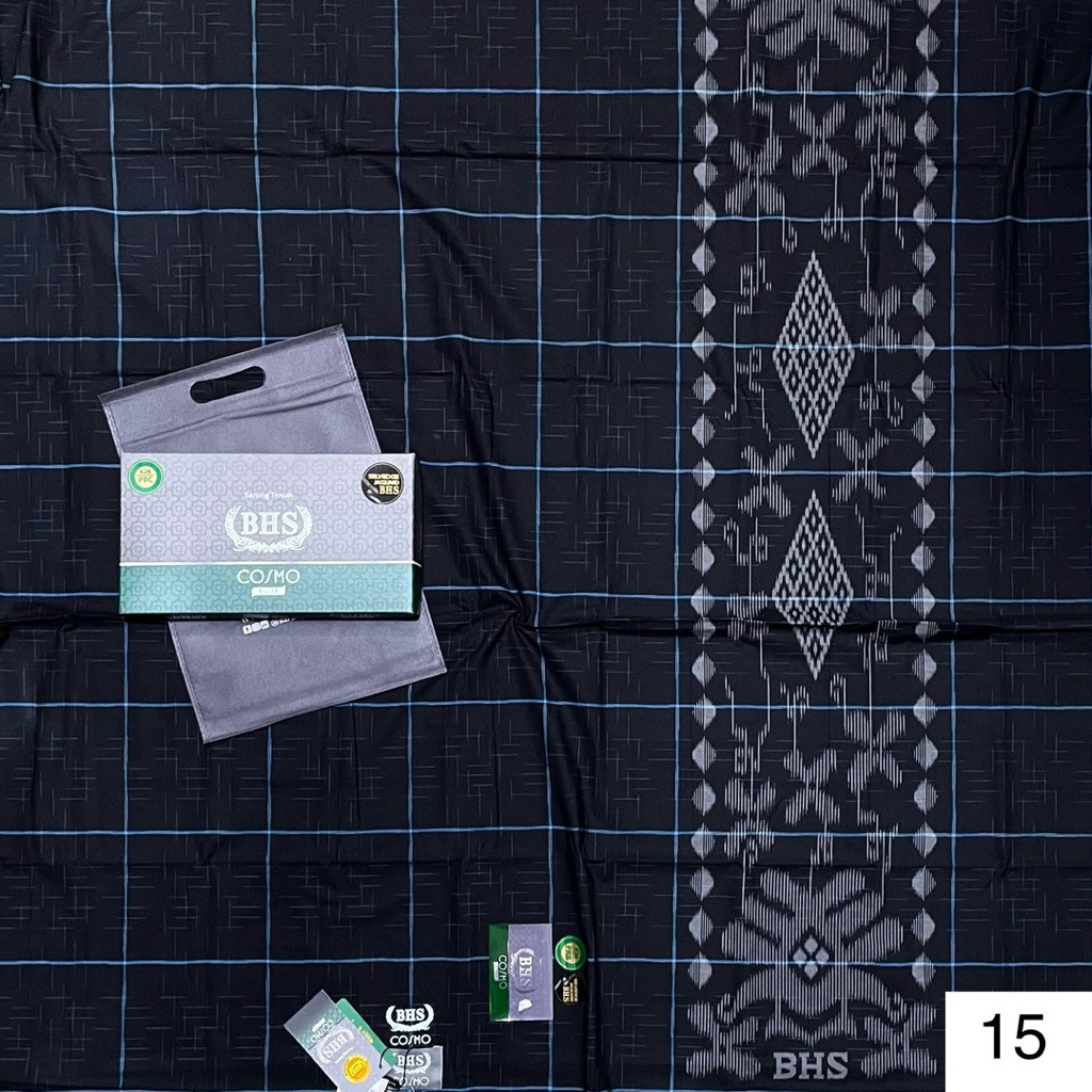 Sarung BHS Cosmo Silver Motif Kotak-Kotak dan Polos Sarung BHS Murah