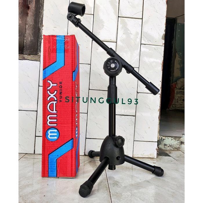 Stand mic / tiang mic maxy duduk pendek free holder mic besi tebal wartawan - -, -