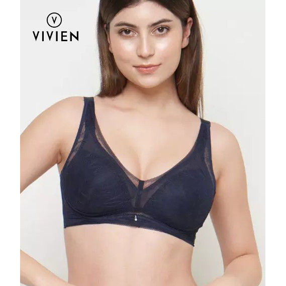 Bra Wanita Tanpa Kawat Wireless VIVIEN Busa Tipis Cup 3/4 Mix Lace Renda 36A s/d 40C Women Wirefree 