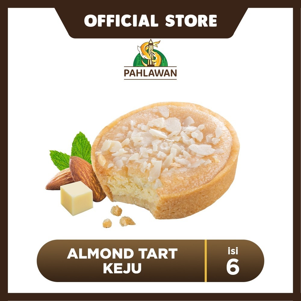Lapis Kukus Pahlawan Almond Tart Keju 6 Pcs - Enak, Legit, Topping Almond Renyah, Keju Gurih