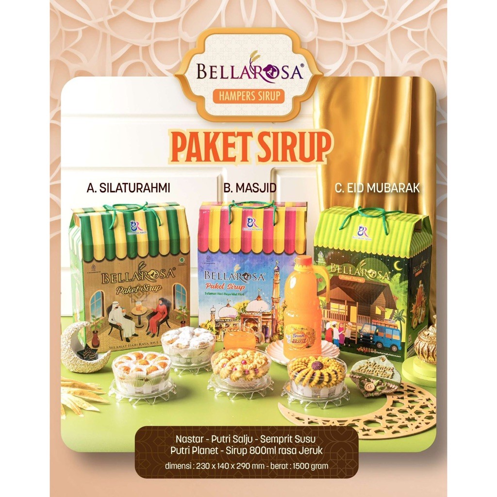BELLAROSA PAKET SIRUP  MASJID / HAMPERS LEBARAN BULAN SUCI / KUE KERING MAKASSAR