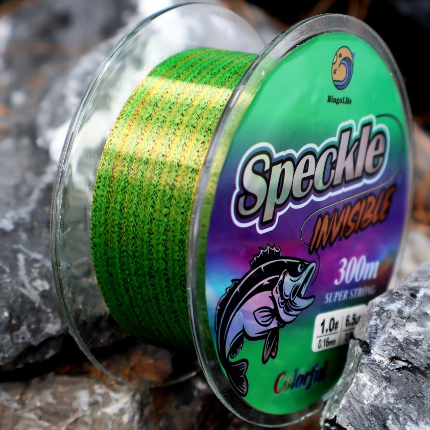 Bingolife Senar Pancing Nilon Speckle Biru Kehijauan 300m Efek Kamuflase Air yang Baik Kekuatan 1.7k