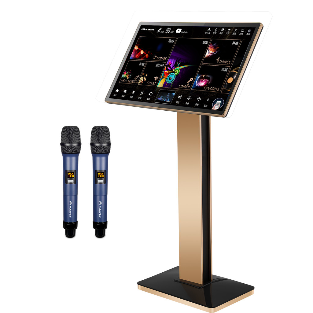 2025 InAndOn inese Karaoke System with Wireless Microphone, 21.5 in Capacitive Screen, 650K Cloud So