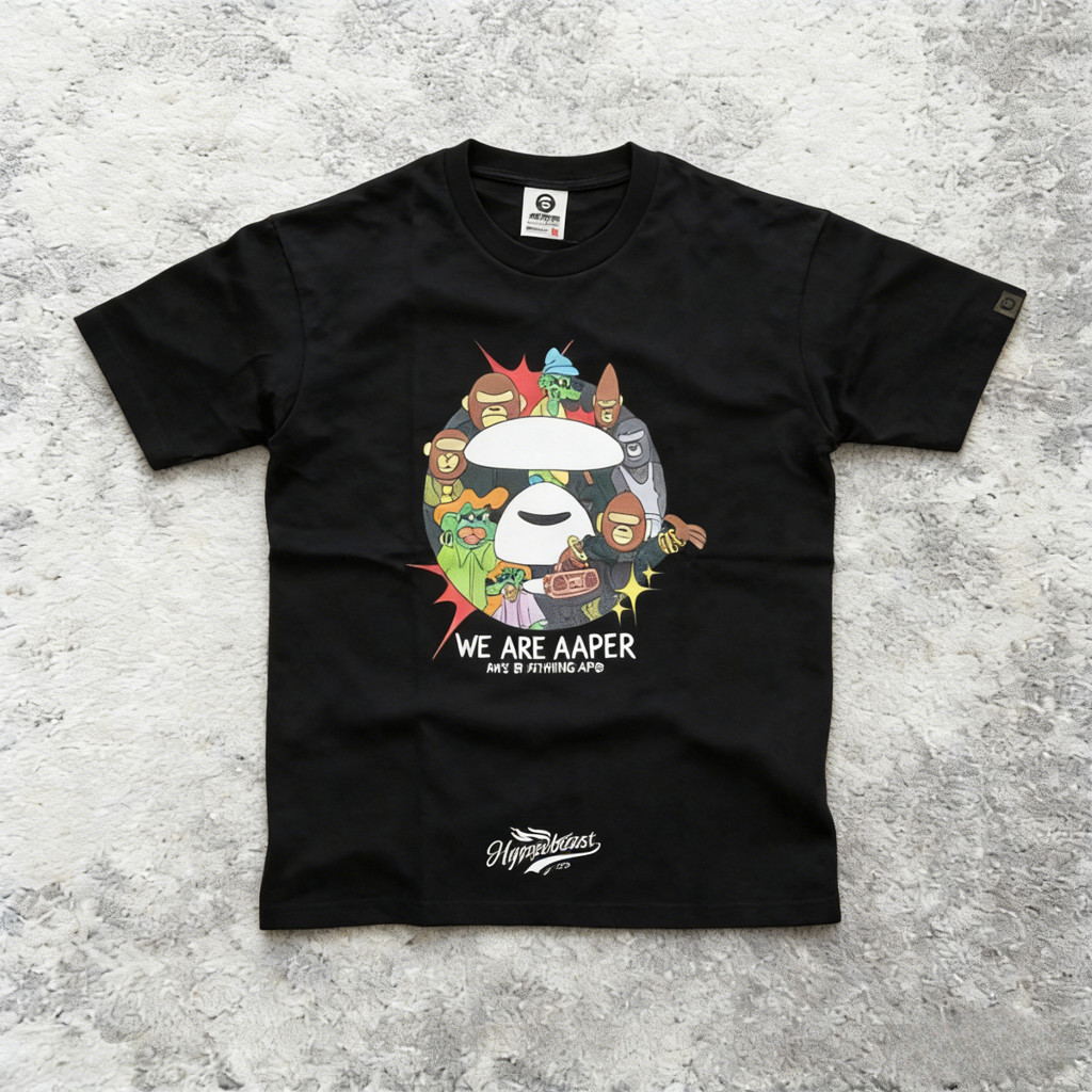 COD Aape We Are AapeR Black Tee ORIGINAL T-shirt Pria