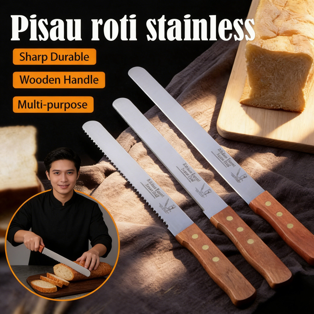 Bergerigi Pisau Roti / Pisau Kue Roti Serbaguna / Pisau Kue Roti / Pisau Roti Stainless Steel
