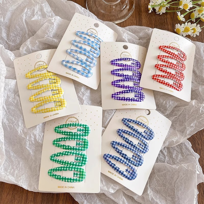 •KEDAI SALSA• JP2159 Jepitan Jepit Rambut Clip WarnaWarni Motif Kotak Kecil Korea Hiasan Kepala Hair