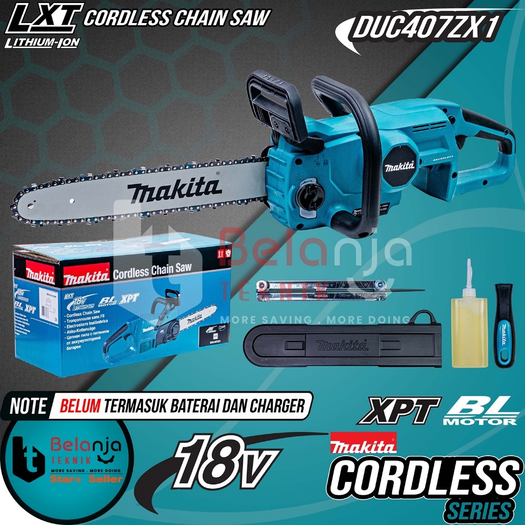 Makita Chainsaw Cordless DUC407ZX1 Mesin Gergaji Kayu Baterai 16 Inch