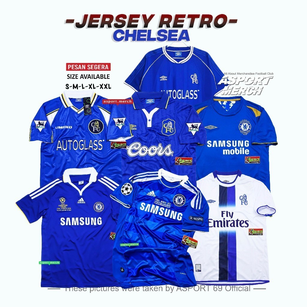 RETRO CHELSEA KOLEKSI HOME AWAY 1995 -2012 KOLEKSI JERSEY RETRO CHELSEA