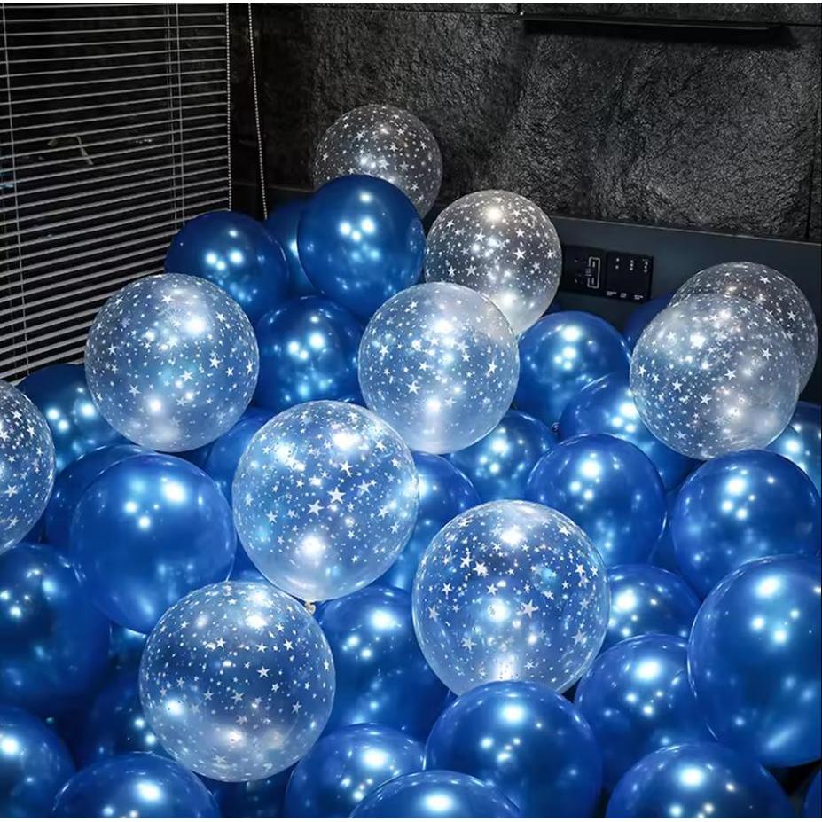 Metal Blue Thick Transparent Starry Sky Latex Helium Balloon Set for Birthdays Wedngs Blue Theme Bal
