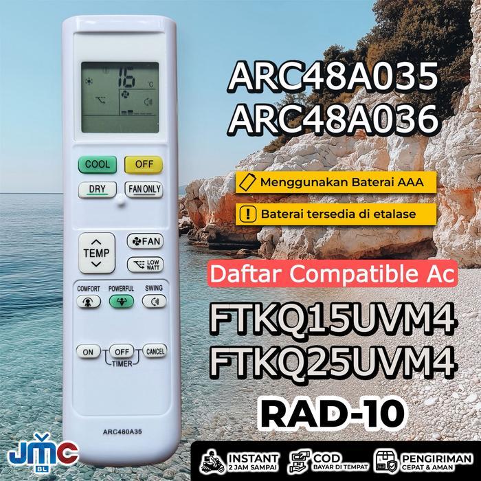 Remote Remot AC ARC480A35 ARC480A36 FTKQ15UVM4 FTKQ25UVM4