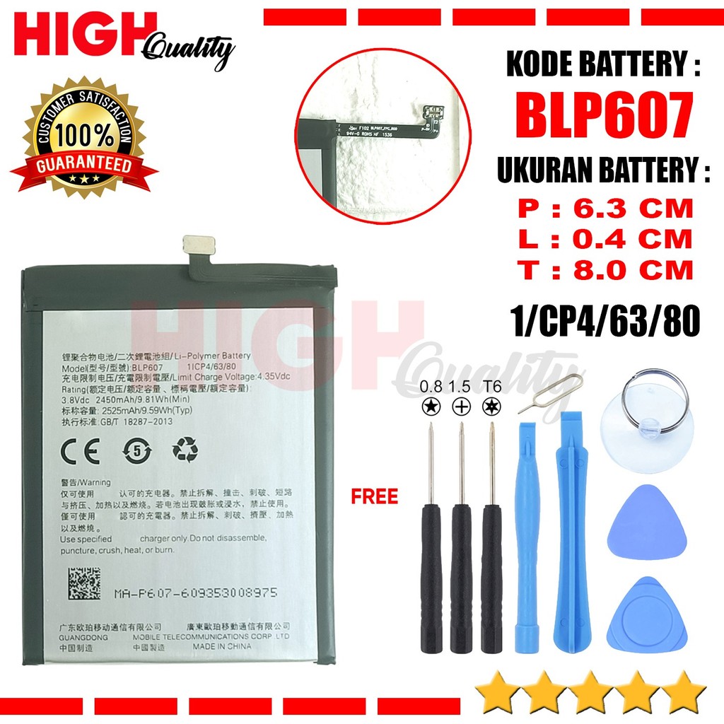 Baterai Battery Original OnePlus BLP607 BLP-607 For tipe OnePlus X , One Plus X , E1001 , OPPO A30