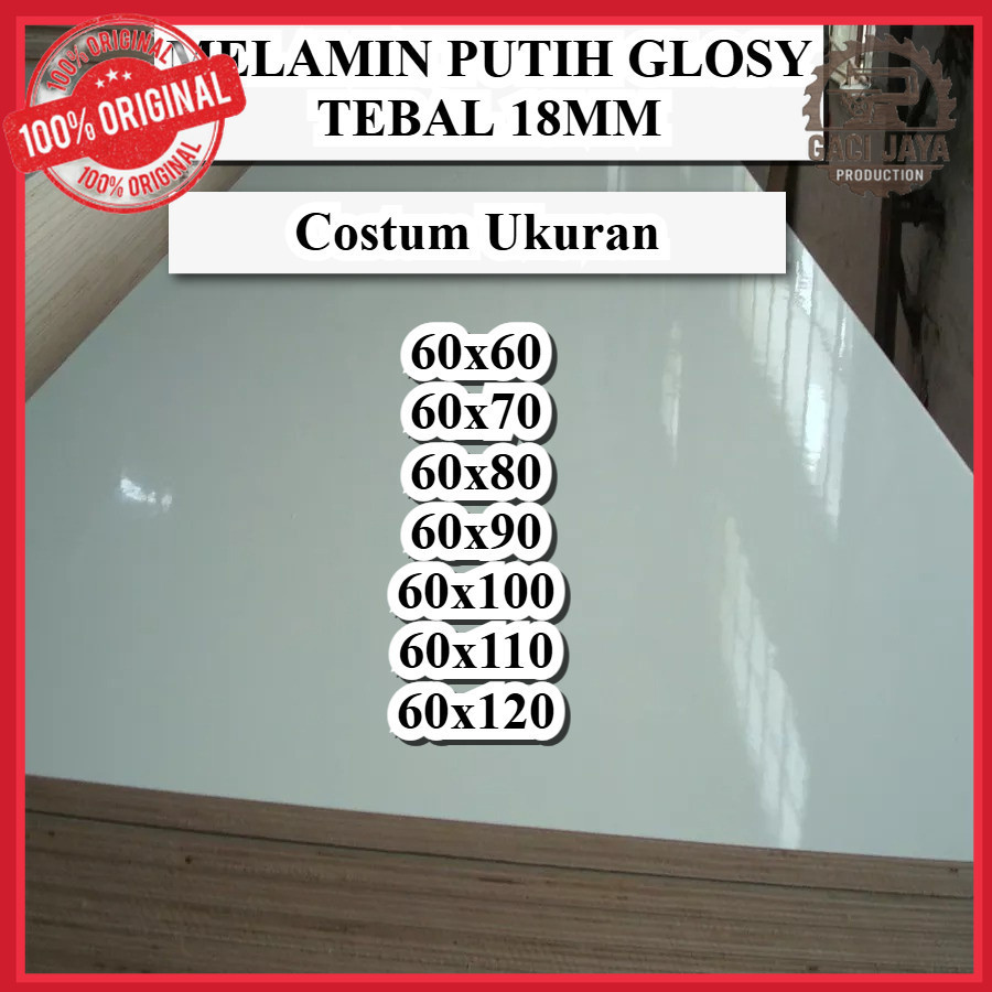 Triplek / Multiplek melamin putih Glossy 18mm ,melaminto plywood, white Costum Ukuran