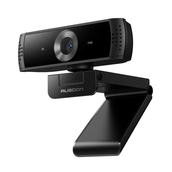 AUSDOM AW651S 2K Webcam Hitam dengan Autofokus dan Cover Privasi