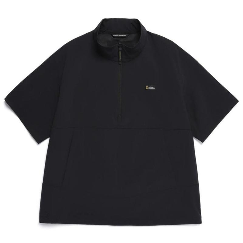 National Geographic Adelie Lightweight Woven Stretch Standneck Short Sleeve Anorak Carbon Black - Ho