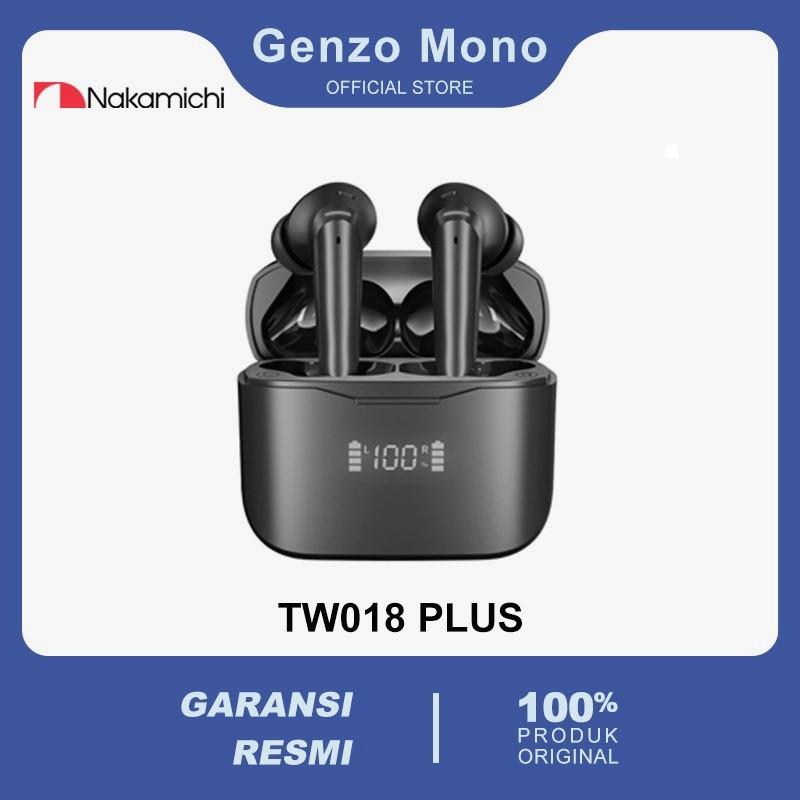 Nakamichi TW018ENC PLUS Earbuds Nirkabel True Wireless TWS dengan ENC Peredam Kebisingan Lingkungan 