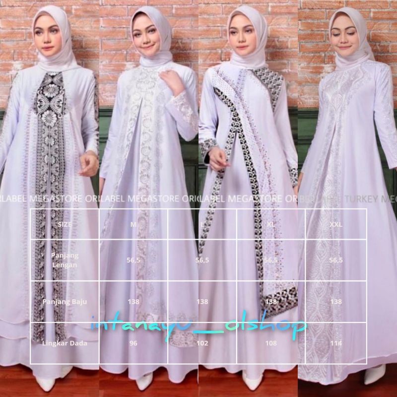 [ Gamis Putih ] GAMIS ABAYA TURKEY PUTIH 1242 1095 10211423 1209 ORI BY MEGA- pakaian wanita lainnya