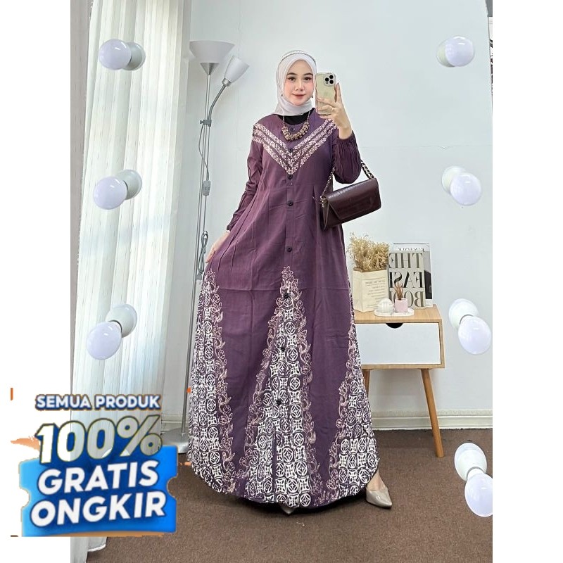 gamis rayon semi twill gamis batik cap / cetak gamis rayon terbaru- pakaian wanita lainnya
