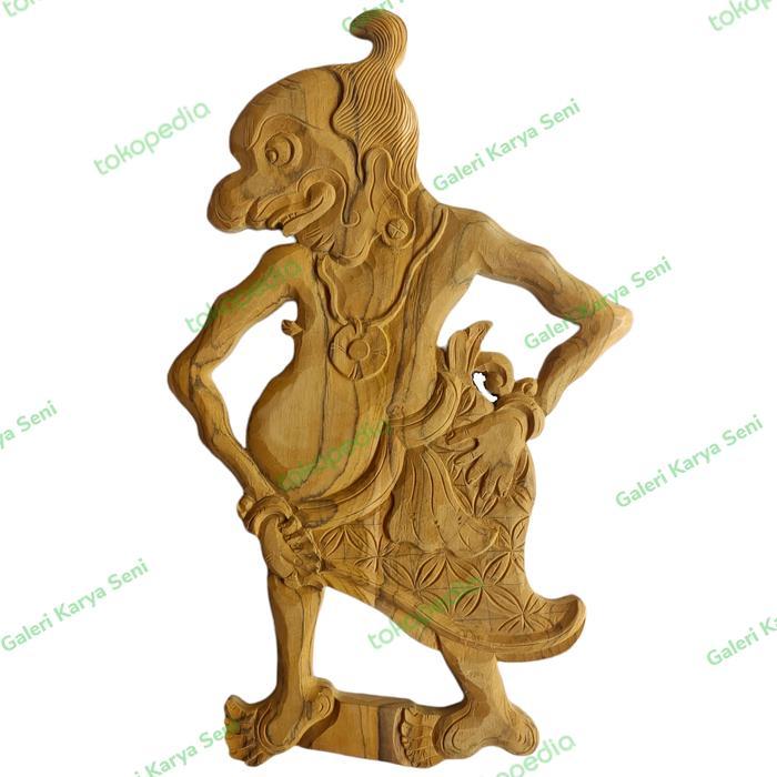 Pajangan Dinding Ukiran Wayang Gareng Punokawan Mentahan Kayu Jati