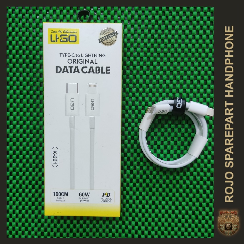 [K221] KABEL DATA/ KABEL CHARGER 60w TIPE-C TO IPHONE  100 cm - UGO/LIGO