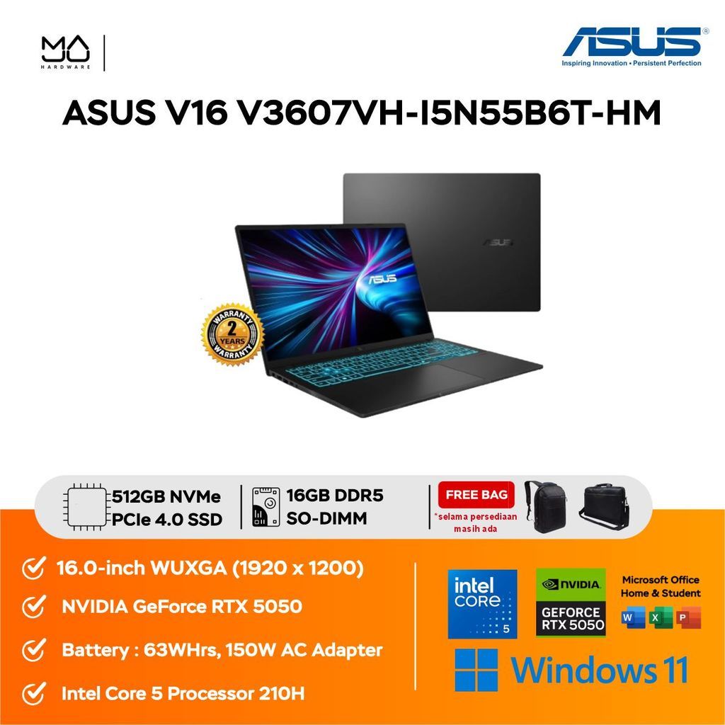 ASUS Gaming V16 V3607VH Intel Core 5 Processor 210H - Matte Black [ NVIDIA GeForce RTX 5050 / 16GB /