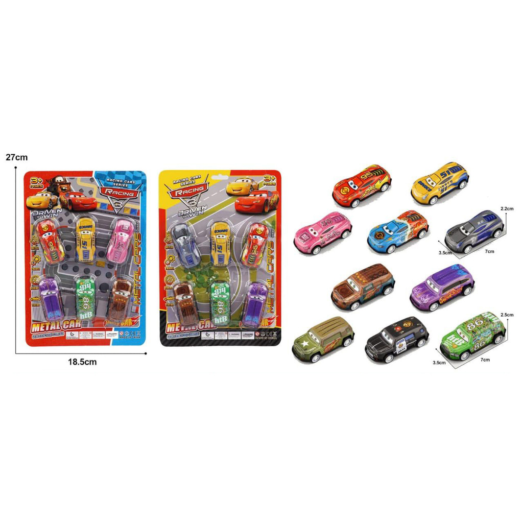 Mainan Mobil Pixar Cars 6 Pcs Pullback Cars MCQUEEN Diecast mobil mobilan keren