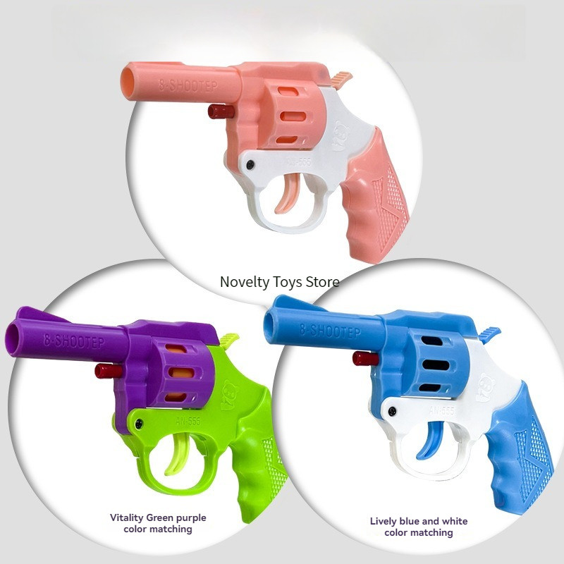 Plastic Revolver Cap Gun Toy Pistol Model Mini Non-firing Fidget Toy Gun with 10PCS Cardboard sc Cap