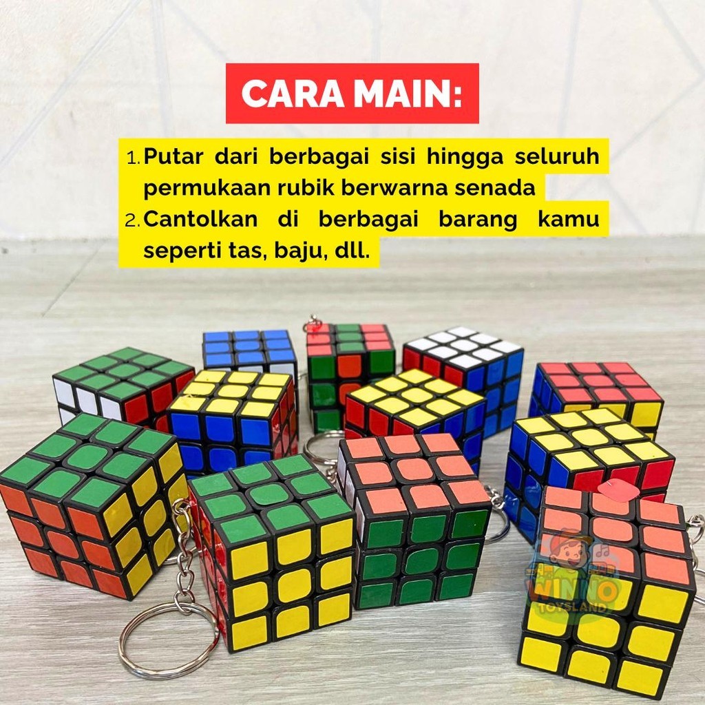 GRATIS ONGKIR Gantungan Kunci Rubik Mini 3x3 Mainan Edukasi Unik & Lucu Souvenir Ulang Tahun Murah K