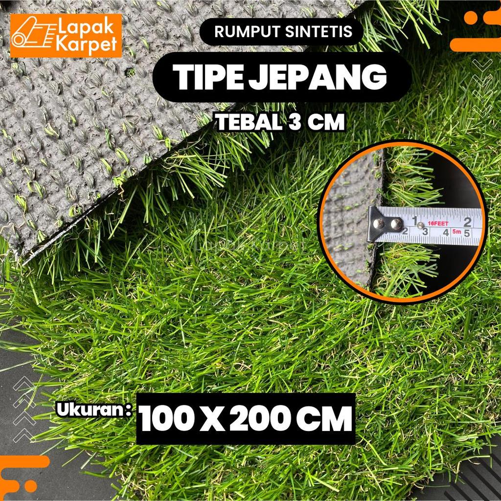 Rumput Artificial / Rumput Palsu / Rumput Sintetis Tipe Rumput Jepang Ketebalan 3 cm Ukuran 100x200 
