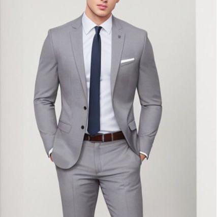 JAS BLAZER PRIA FORMAL WARNA ABU ABU  MODEL SLIMFIT KANCING DUA GERATIS DASI almamater