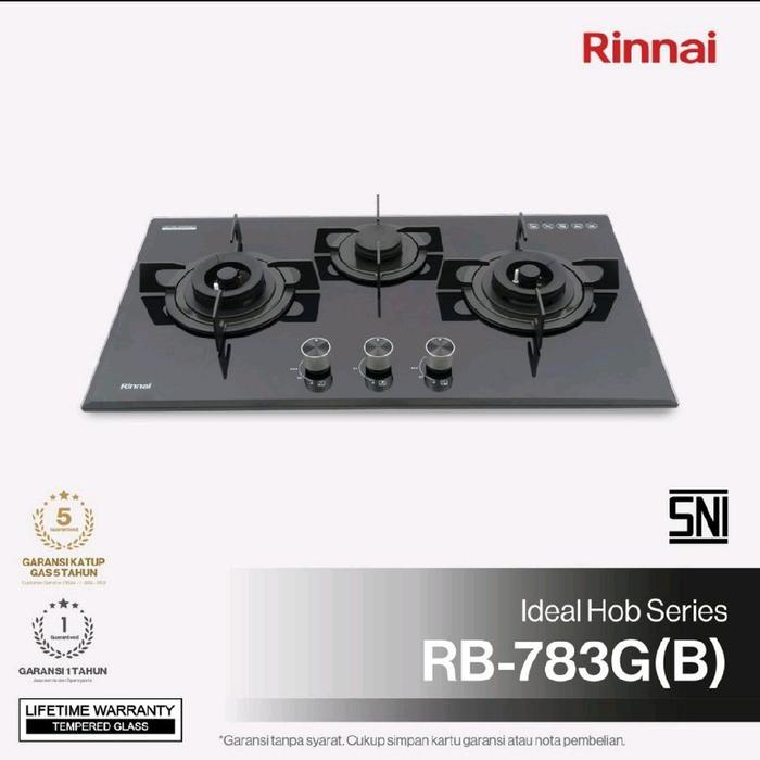 KOMPOR TANAM RINNAI 3 TUNGKU RB 783 G(B) /KOMPOR RINNAK KACA 3 TUNGKU RB 783 GB
