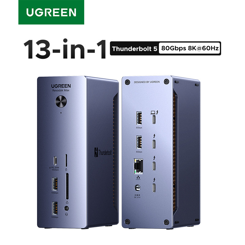 UGREEN Thunderbolt 5 Docking Station 8K60Hz 80Gbps 2.5G RJ45 SD&TF 3.5mm for MacBook Laptop Dell XPS