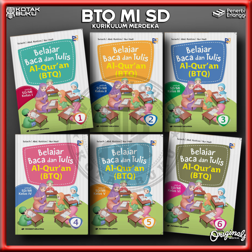 [ Erlangga ] Buku  Belajar Baca Dan Tulis Al-quran / BTQ Kelas 1 2 3 4 5 6 SD MI / BTQ SD