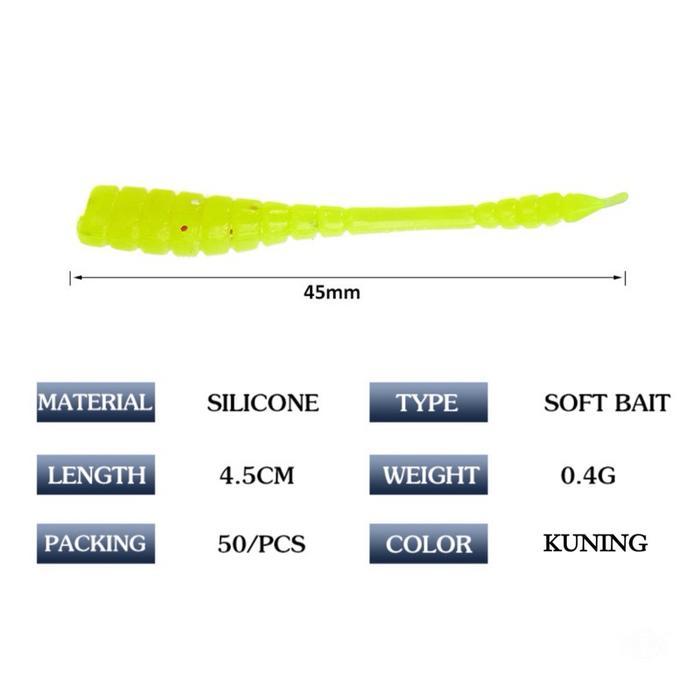 50 Pcs Softlure Ajing Ultralht 4.5cm 0.4gram Soft Lure Ajing - Kuning 50pcs