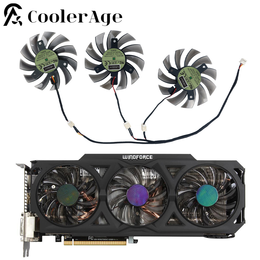 75mm T129215SM 2Pin 3Pin Cooling Fan Replacement For Gigabyte AMD Radeon R9 270X 280X 290X WINDFORCE
