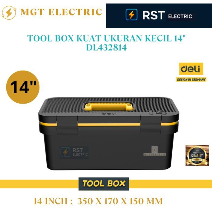 Deli Tool Box Kuat Ukuran Kecil Sedang Besar 14" 17" 19" DL432X / DELI TOOLBOX S M L HITAM - 14Inch