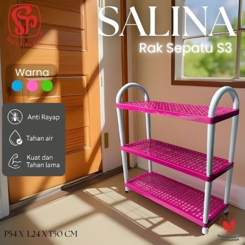 Rak Sepatu Susun 3  SALINA / Rak Sepatu Plastik Susun 3 MULTIPLAST