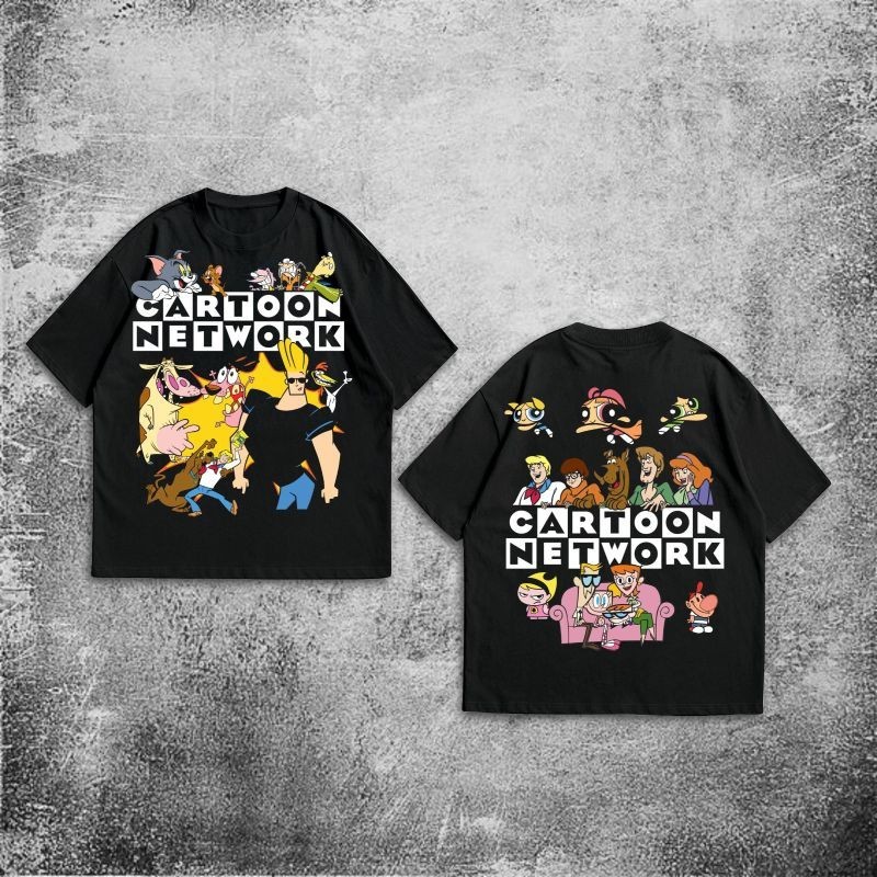 Baju Kaos P&B Oversize Cartoon Network - T Shirt Vintage Cartoon Network Oversized Black 20s T-shirt