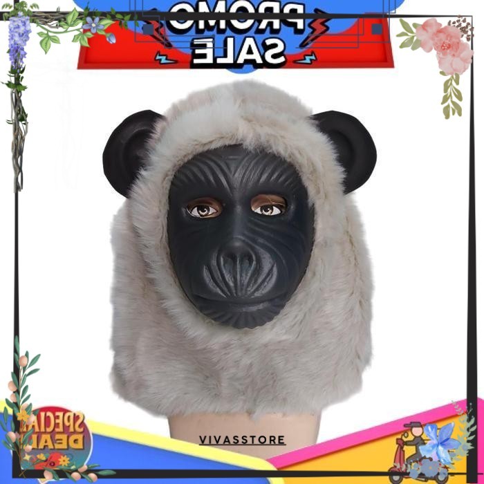 VVR Ready Stock Topeng Monyet Bulu Realistis Dewasa | Masker Gorila Cosplay Kostum Karnaval Lucu Vir