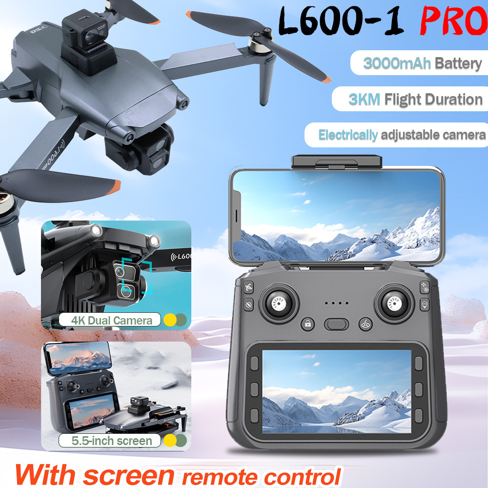 Drone kendali jarak jauh L600-1/L600 PRO MAX dengan layar, kamera ganda 4K, drone profesional dengan