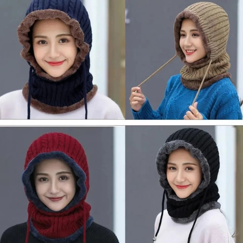 DVY - HK-01 TOPI KUPLUK SYAL SCARF PRIA WANITA BAHAN WOL MUSIM DINGIN SALJU TEBEL HANGAT LEMBUT