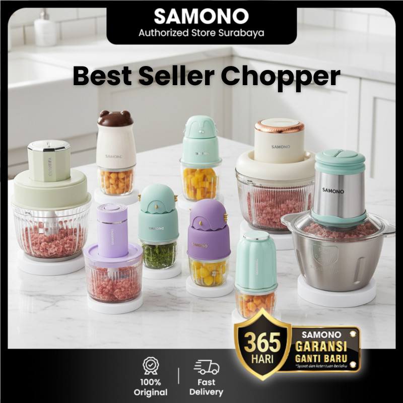 SAMONO Best Selling Chopper  Daging Bumbu Dapur MPASI Bayi Mangkuk Kaca Coper Serbaguna Multifungsi 