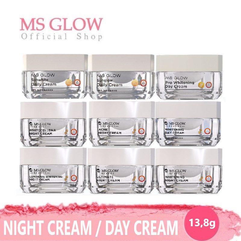 Ms Glow All Varian Night Cream Krim Siang Malam Pelembab Wajah Ekstra Whitening Acne Ber Jerawat Ult
