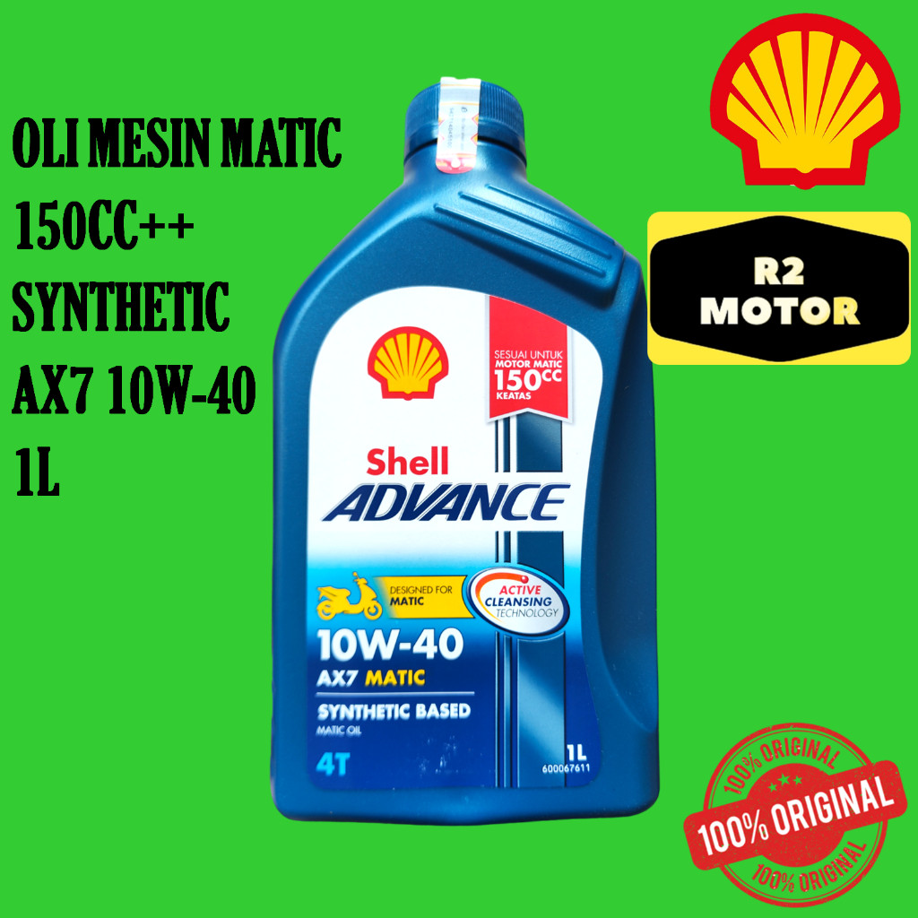 OLI MESIN MOTOR MATIC 150CC++ SHELL ADVANCE AX7 10W-40 (1L) ADV PCX VARIO 150 160 ORIGINAL
