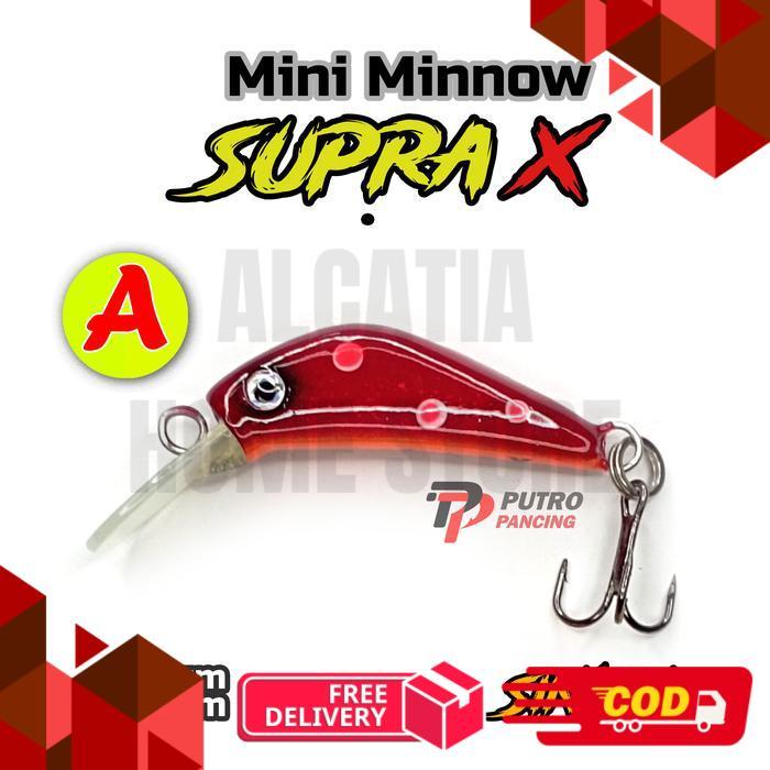 Lure Mini Minnow SUPRA X  Umpan Mahseer Hampala - A. Merah -alca