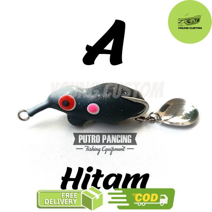 Lure Bufo SLULUP Tenggelam Soft Frog softfrog - A. Hitam -young