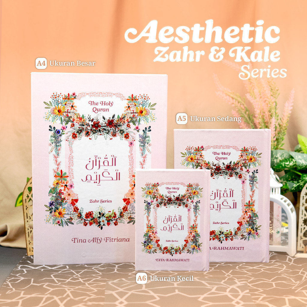 A4 Al Quran Custom Nama Ukuran Besar Eksklusif  AESTHETIC Quran Zahr Kale Series - Al Quran 8 Blok Warna Tajwid Terjemah Spesial Seri Estetik Kado Islami - Alqosbah