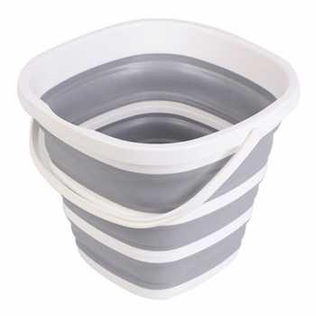 Baskom ember lipat 10 liter silikon portable kamar mandi cuci mobil - Gray Kotak 10L