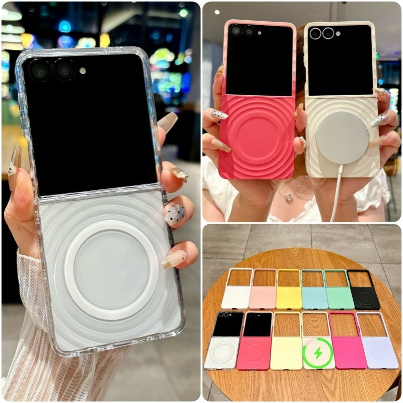 Casing Ponsel Magnetik Polkadot Warna-warni Korea untuk Samsung Galaxy Z Flip 7 Z Flip 7FE Z Flip 6 