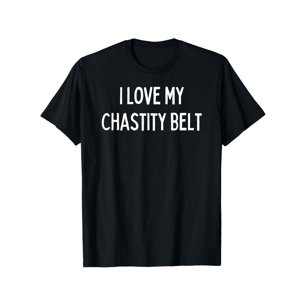Kaos Pria 'I Love My Chastity Belt' - 100% Katun 180g, Kerah Bulat, Hitam, S-XXXL, Unisex