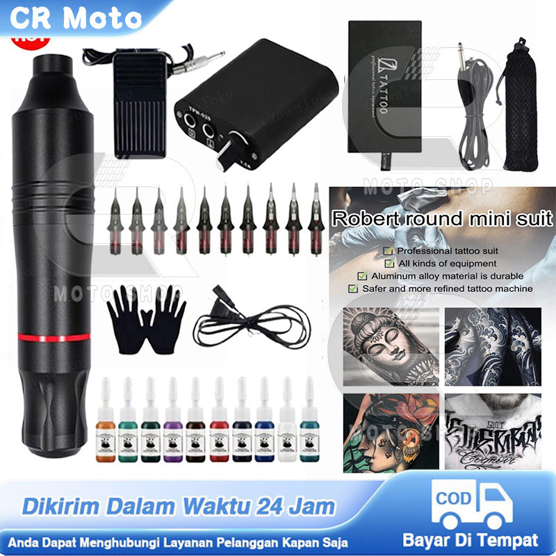 Paket Mesin Tato Rotary Pen Lengkap Tattoo Machine Kit Professional untuk Pemula & Artist Shading Li
